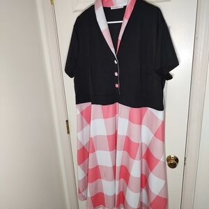 Black and Pink Checkered Dress